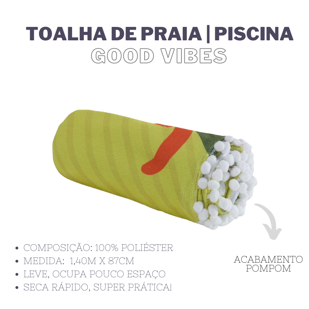 Toalha de Praia e Piscina SUMMER – Estampa Good Vibes - Imagem 2