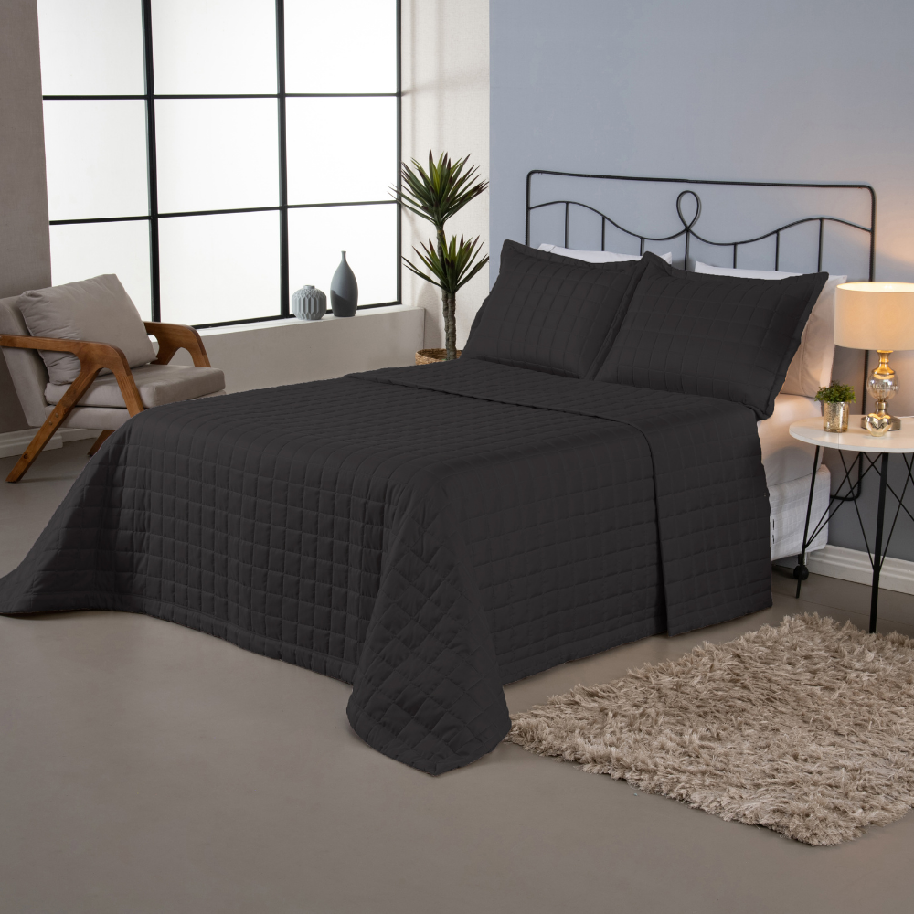 Conjunto de Colcha Cobre Leito Matelado Queen - 3 Peças - Dupla Face - SOFT