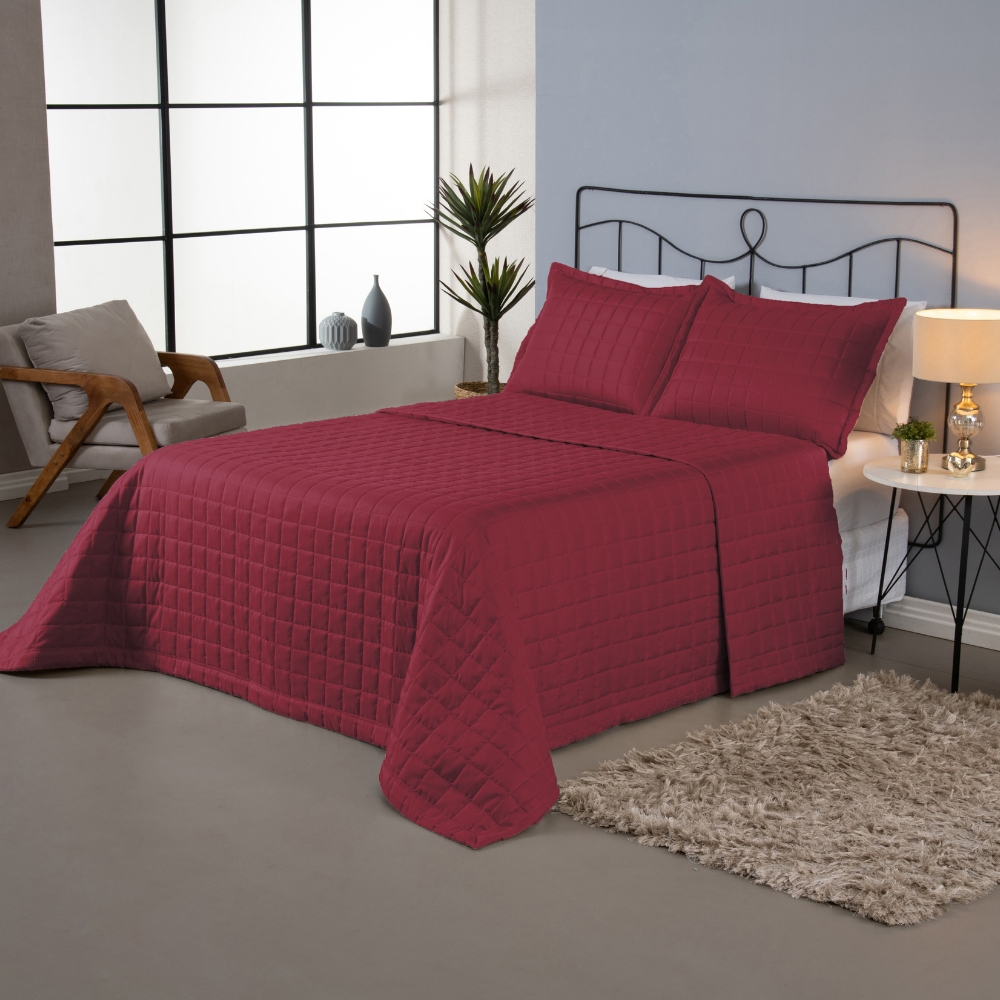Conjunto de Colcha Cobre Leito Matelado King - 3 Peças - Dupla Face - SOFT
