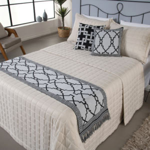 Conjunto peseira com Almofadas cheias Jacquard - KING - 5 Peças