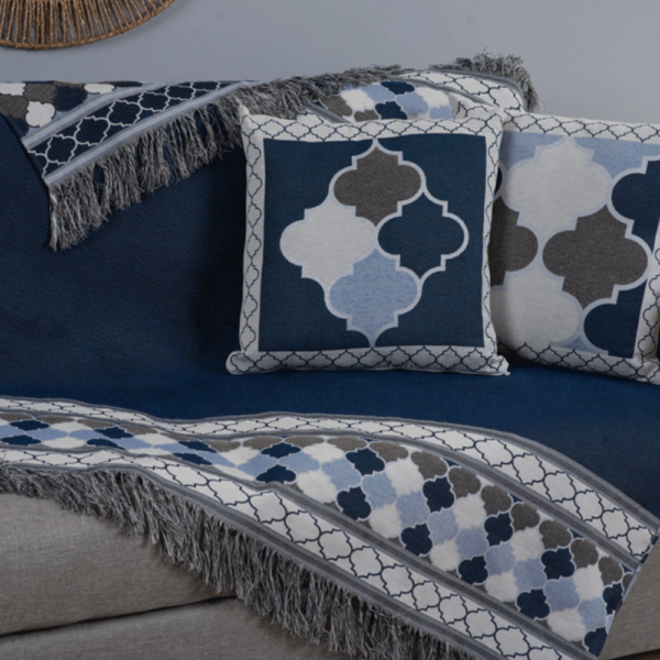 Conjunto Xale sofá com Almofadas cheias Jacquard - Duplas face - 5 Peças - Image 11