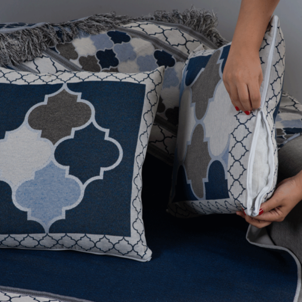 Conjunto Xale sofá com Almofadas cheias Jacquard - Duplas face - 5 Peças - Image 13