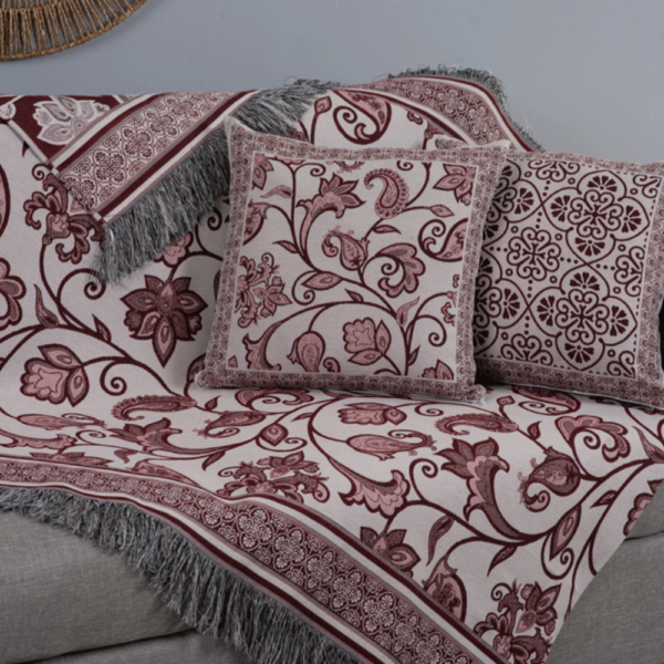 Conjunto Xale sofá com Almofadas cheias Jacquard - Duplas face - 5 Peças - Image 2