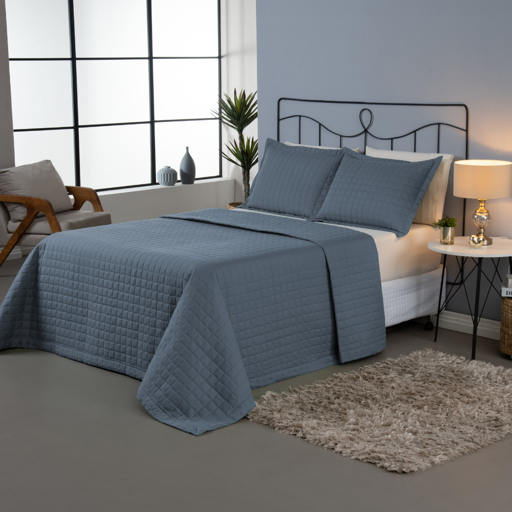 Conjunto de Colcha Cobre Leito Matelado Queen - 3 Peças - Percal 300 Fios - COPACABANA