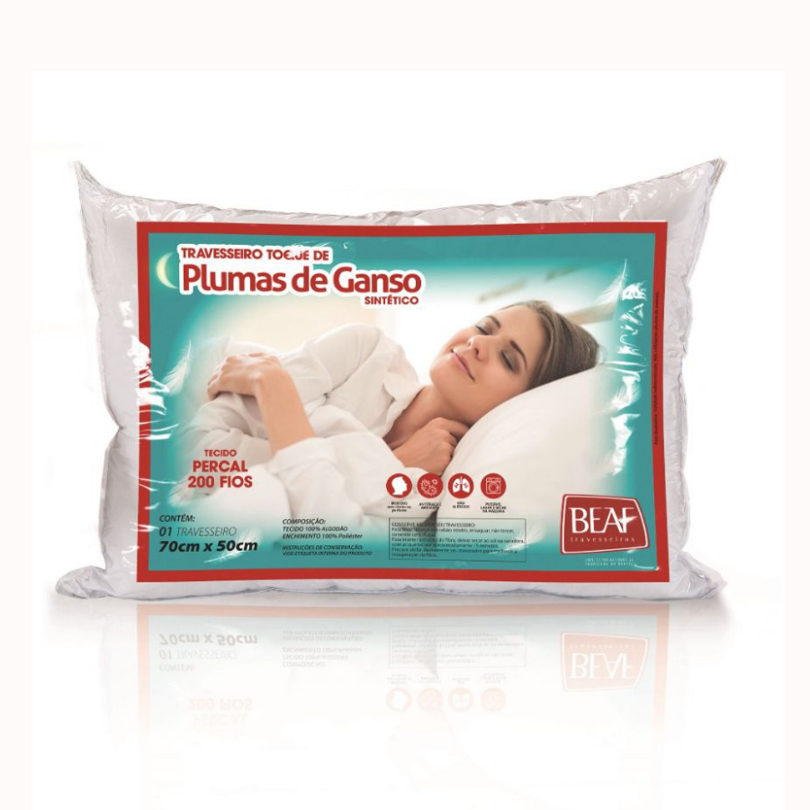 Travesseiro - Pluma de Ganso Sintético - Percal 200 Fios