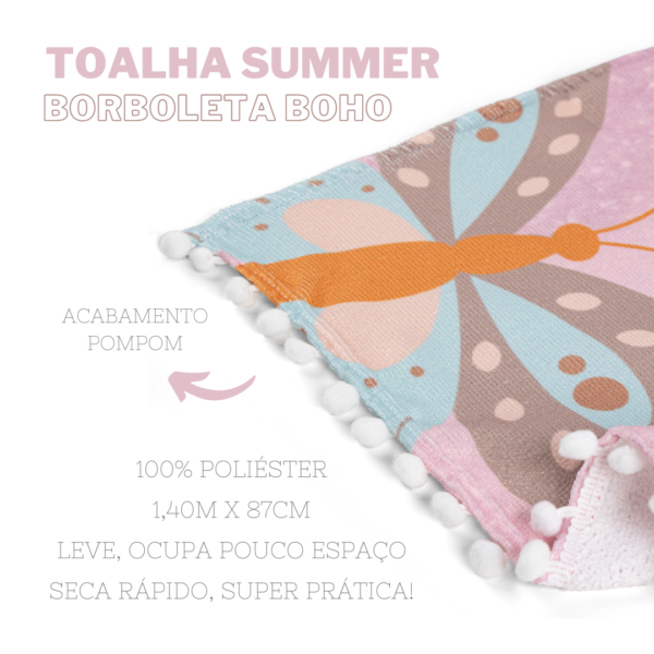 Toalha de Praia e Piscina SUMMER - Estampa Borboleta - Image 2