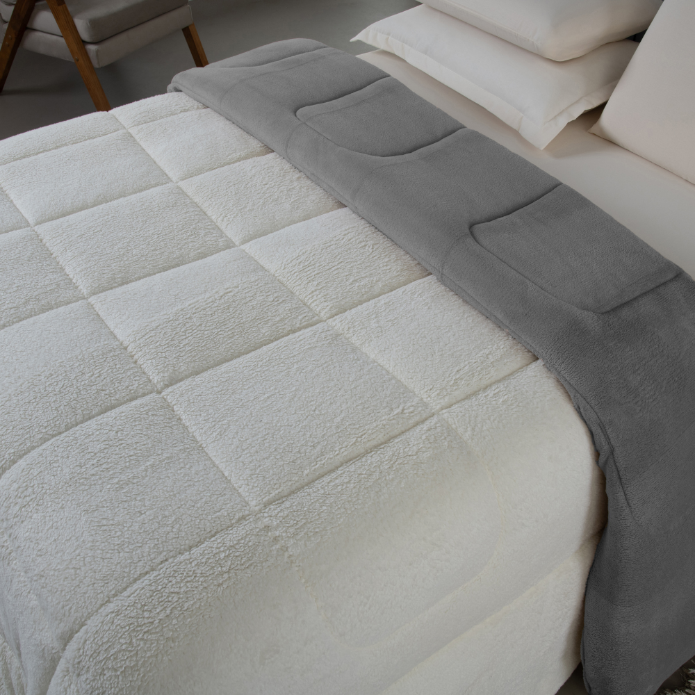 Coberdrom Cobertor Dupla Face Casal Padrão Manta Soft e Sherpa de Carneiro - Imagem 4