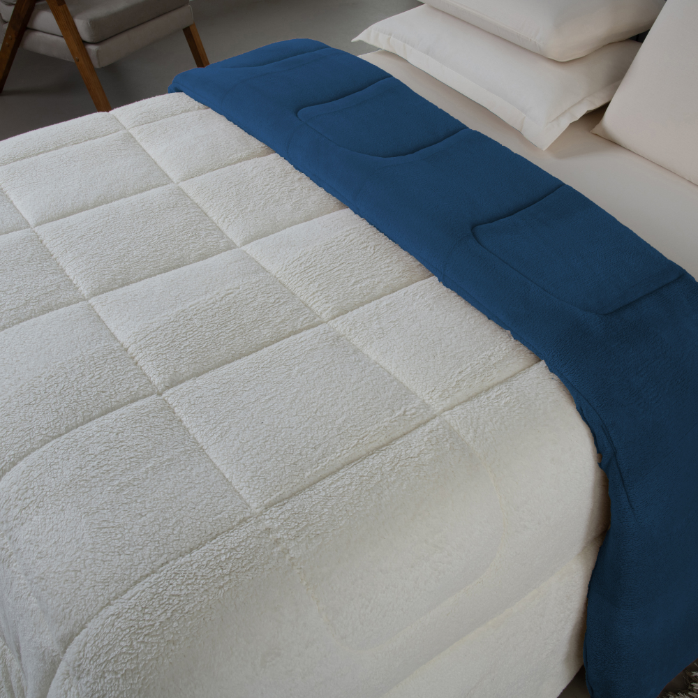 Coberdrom Cobertor Dupla Face Casal Padrão Manta Soft e Sherpa de Carneiro - Imagem 3