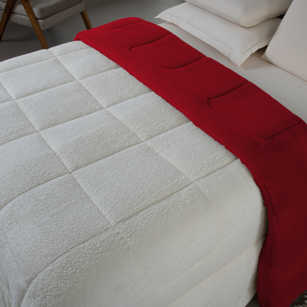 Coberdrom Cobertor Dupla Face Casal Padrão Manta Soft e Sherpa de Carneiro - Imagem 2