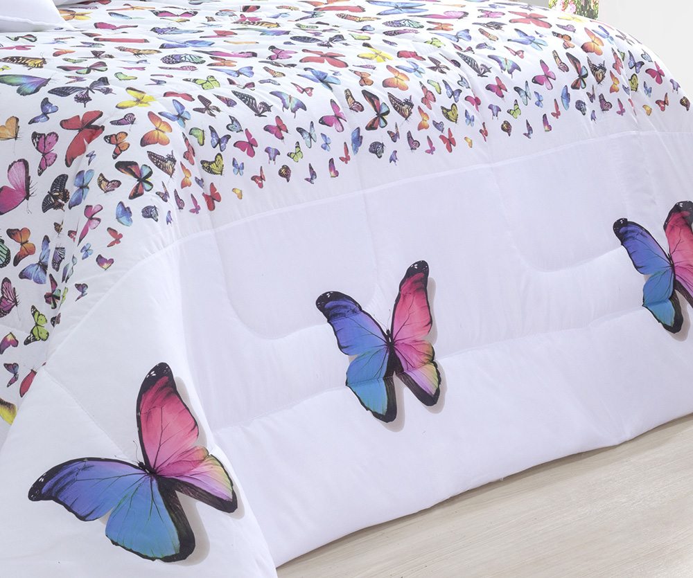 Kit 4 Pçs Edredom Cobertor Casal Queen Borboletas Dupla Face Micropercal - Imagem 3