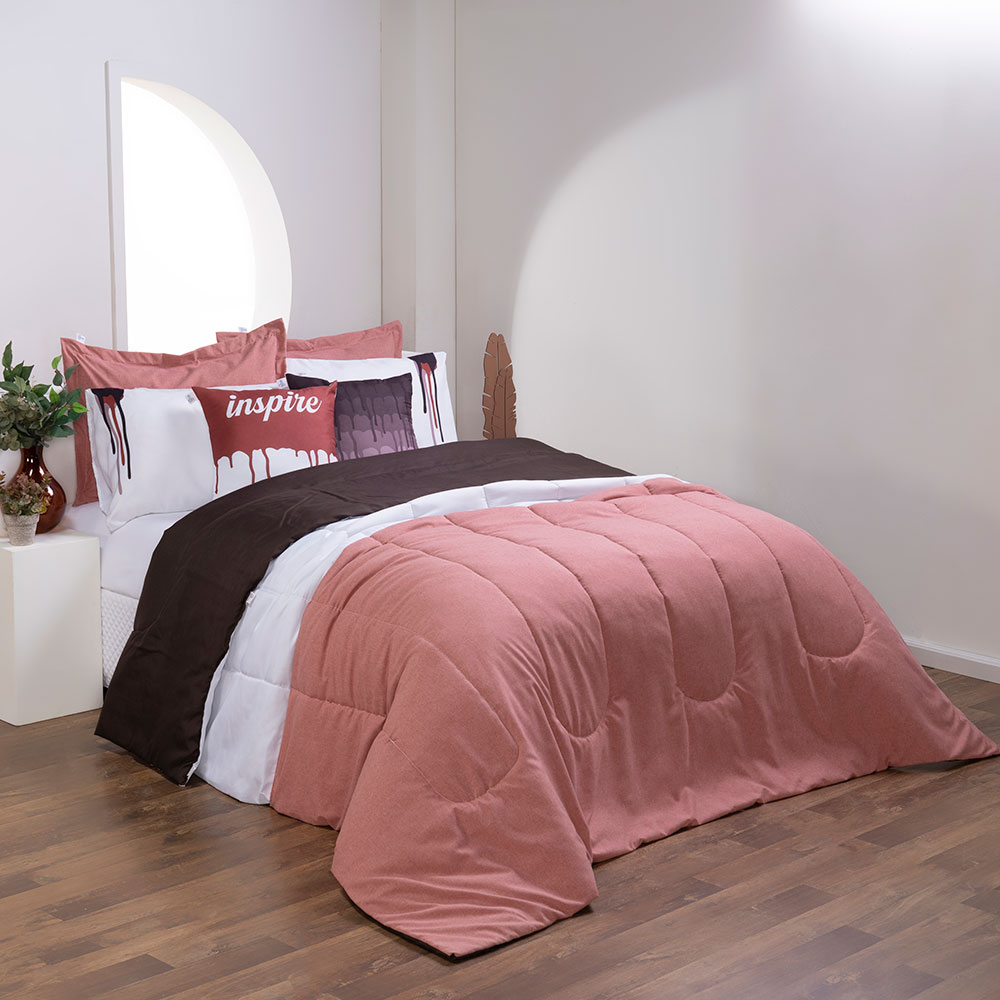 Kit 7 Pçs Edredom Casal Queen Colorful Linho e Hipercal 400 Fios