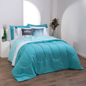 Kit 7 Pçs Edredom Casal King Colorful Linho e Hipercal 400 Fios