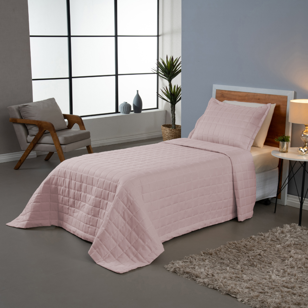 Conjunto de Colcha Cobre Leito Martelado Solteiro - 2 Peças - Dupla Face - SOFT - Imagem 2