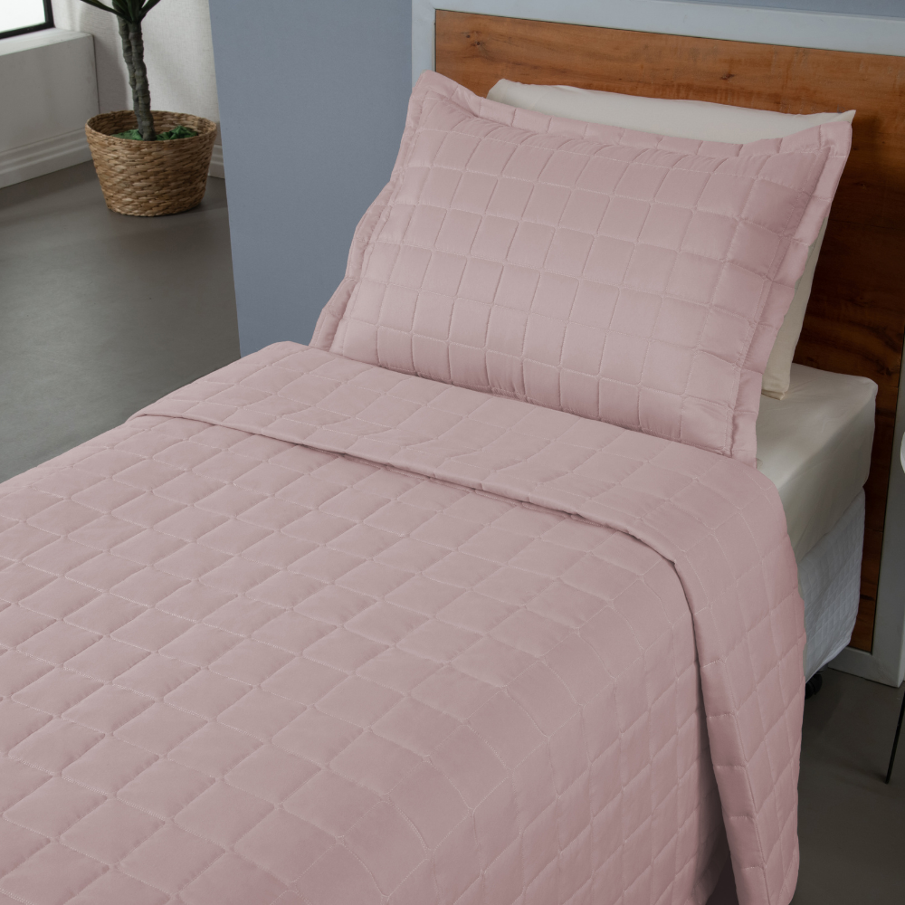 Conjunto de Colcha Cobre Leito Martelado Solteiro - 2 Peças - Dupla Face - SOFT